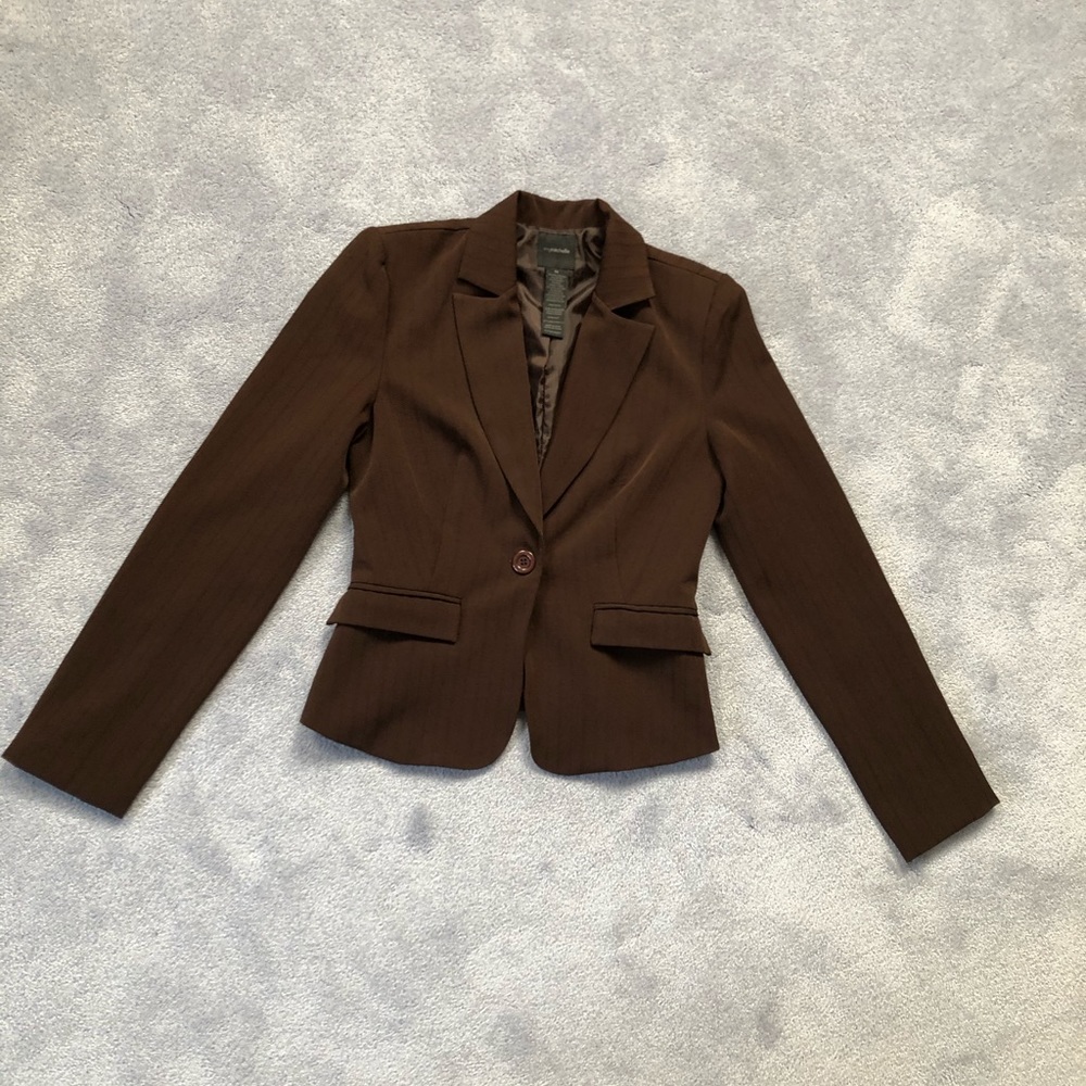 Ladies brown pinstriped dress jacket